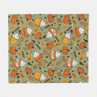 Pumpkin Spice Pattern | Cozy Fall Coffee Lover Des Fleece Blanket