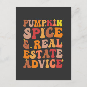 Pumpkin Spice & Real Estate Advice Funny Groovy  Postcard