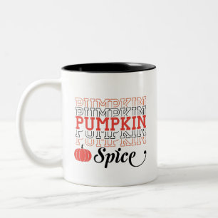 Pumpkin Spice Repeated Text - Autumn Two-Tone Coffee Mug