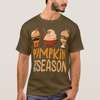 Pumpkin Spice Season Fall Autumn Cute Latte Hallow T-Shirt