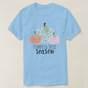Pumpkin Spice Season Floral and Plaid T-Shirt
