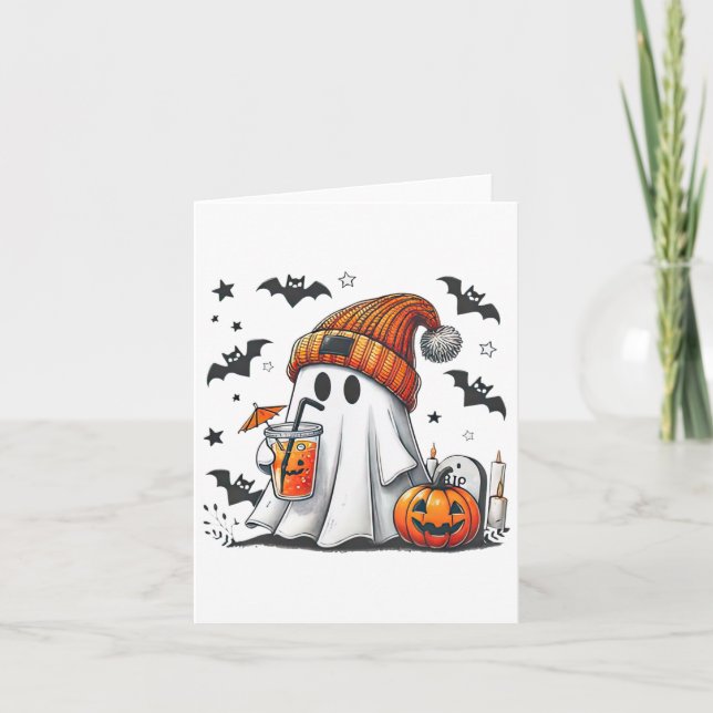 Pumpkin Spice Season Friendly Cute Ghost  Card (Front)
