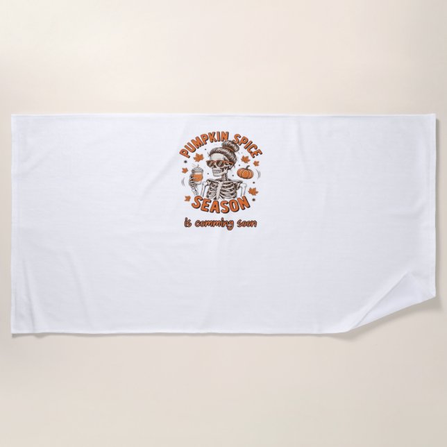 Pumpkin Spice Season is Comming Soon Halloween Fal Beach Towel (Front)