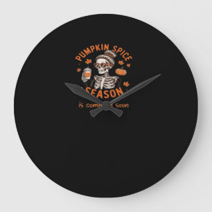 Pumpkin Spice Season is Comming Soon Halloween Fal Large Clock