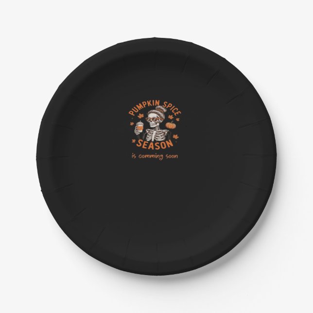 Pumpkin Spice Season is Comming Soon Halloween Fal Paper Plate (Front)