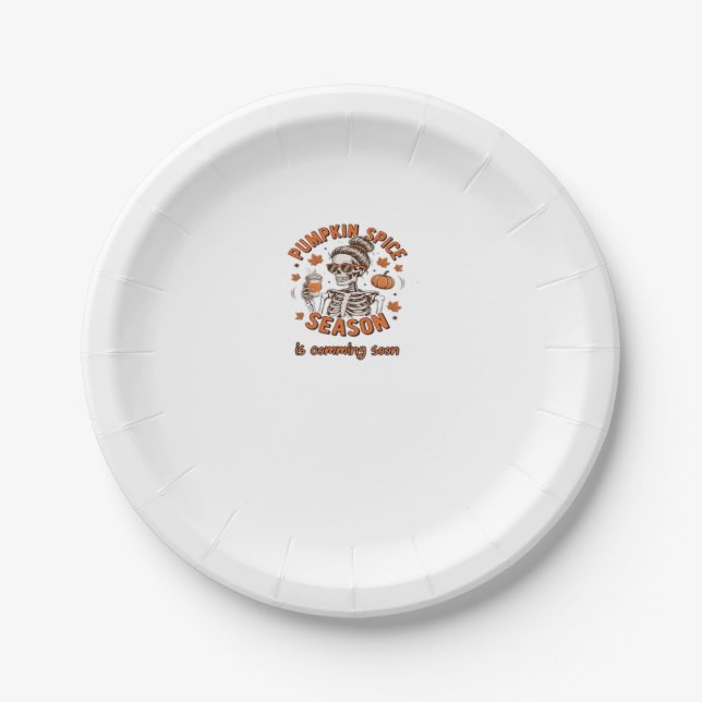 Pumpkin Spice Season is Comming Soon Halloween Fal Paper Plate (Front)