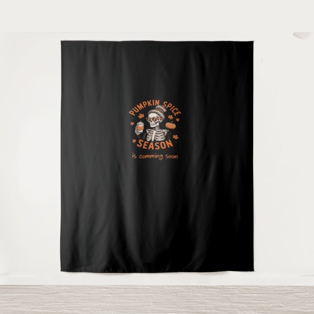 Pumpkin Spice Season is Comming Soon Halloween Fal Tapestry (Front)