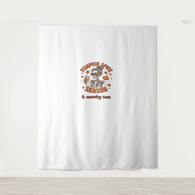 Pumpkin Spice Season is Comming Soon Halloween Fal Tapestry (Front)