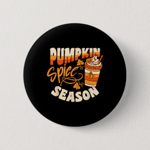 Pumpkin Spice Season Latte Coffee Fall Autumn Funn 2 Inch Round Button