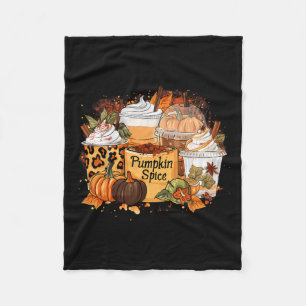 Pumpkin Spice Season Latte Coffee Lover Fall Thank Fleece Blanket