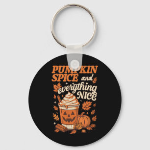 Pumpkin Spice Season Latte Coffee Lover Fall Thank Keychain