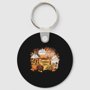 Pumpkin Spice Season Latte Coffee Lover Fall Thank Keychain
