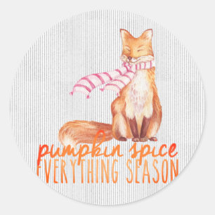 Pumpkin Spice Season Sitting Fox Classic Round Sticker