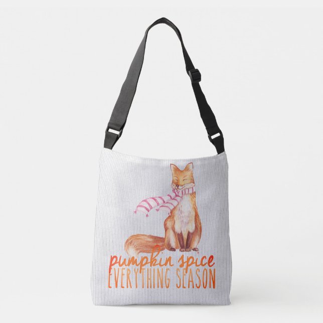 Pumpkin Spice Season Sitting Fox  Crossbody Bag (Front)