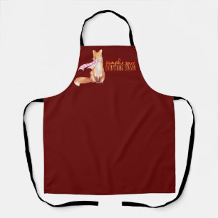 Pumpkin Spice Season Sitting Fox Dark Red  Apron