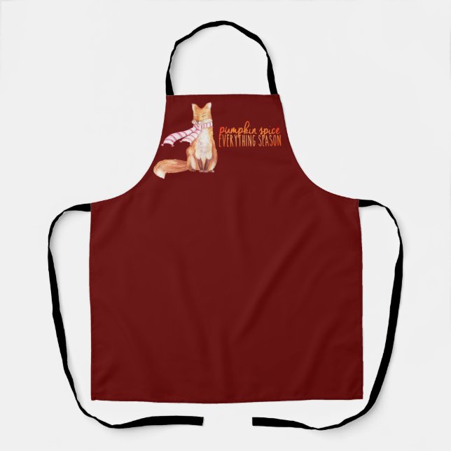 Pumpkin Spice Season Sitting Fox Dark Red  Apron (Front)