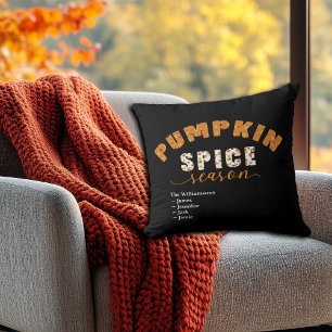 Pumpkin Spice Season Vibes Personalize Name Throw Pillow