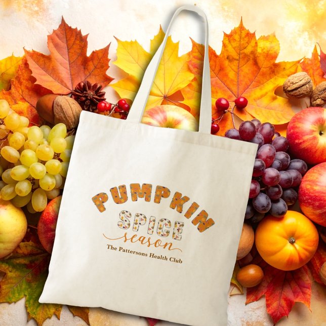 Pumpkin Spice Season Vibes Personalize Name Tote Bag (Creator Uploaded)