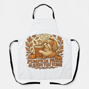 Pumpkin Spice Shih Tzu Retro Autumn Vibes Essentia Apron