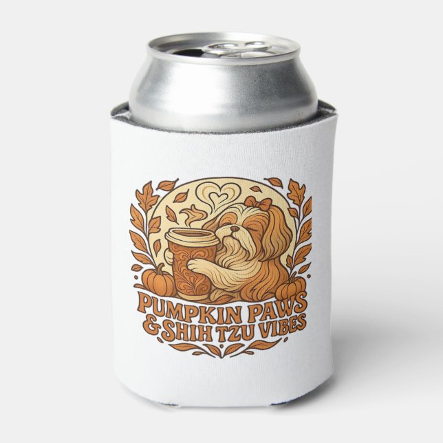 Pumpkin Spice Shih Tzu Retro Autumn Vibes Essentia Can Cooler (Can Front)
