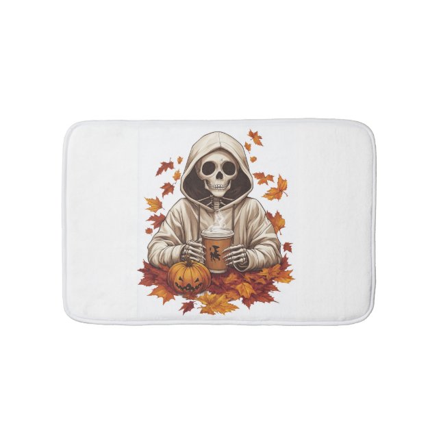  Pumpkin Spice Skeleton Bath Mat (Front)