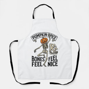 Pumpkin Spice Skeleton Vintage Halloween Dance Shi Apron