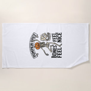 Pumpkin Spice Skeleton Vintage Halloween Dance Shi Beach Towel