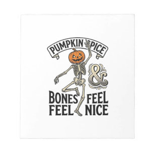 Pumpkin Spice Skeleton Vintage Halloween Dance Shi Notepad