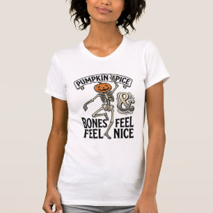 Pumpkin Spice Skeleton Vintage Halloween Dance Shi T-Shirt