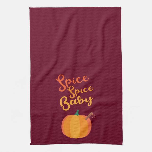 Pumpkin Spice "Spice Spice Baby" Kitchen Towel (Vertical)