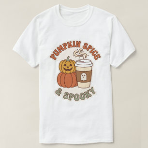 Pumpkin Spice & Spooky Cute Halloween Coffee Desig T-Shirt