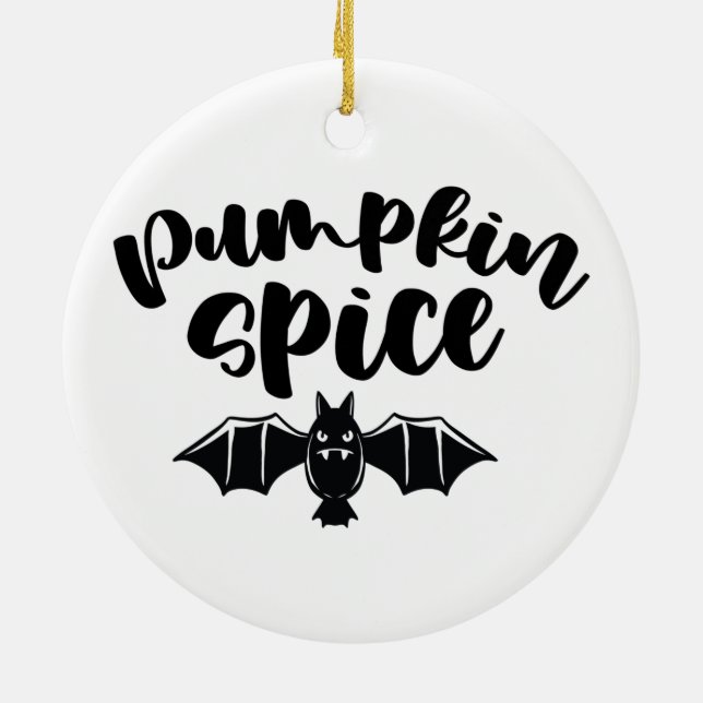Pumpkin Spice - Spooky Halloween Bat Ceramic Ornament (Back)