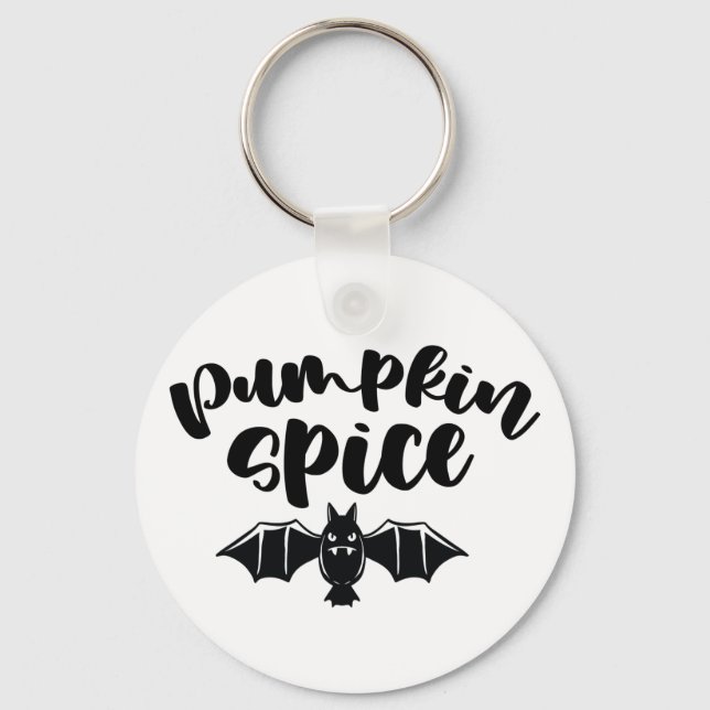 Pumpkin Spice - Spooky Halloween Bat Keychain (Front)