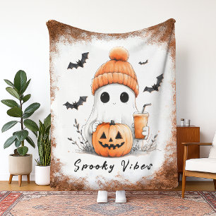 Pumpkin Spice Spooky Vibes Personalized Fleece Blanket