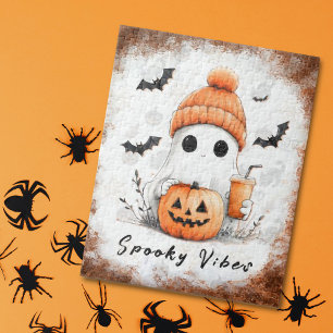 Pumpkin Spice Spooky Vibes Personalized Jigsaw Puzzle