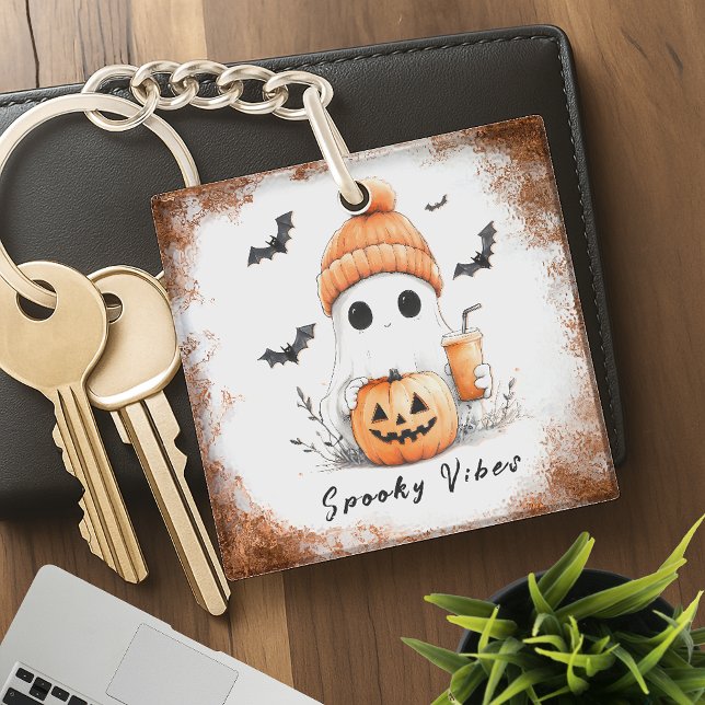 Pumpkin Spice Spooky Vibes Personalized Keychain (Creator Uploaded)