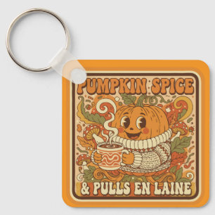 Pumpkin Spice & Sweater Weather Retro Autumn Keychain