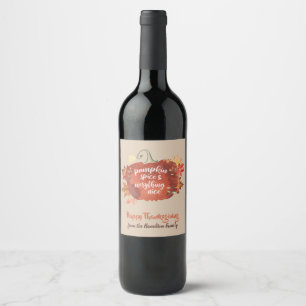 Pumpkin Spice Thanksgiving Dinner Brown Wine Label