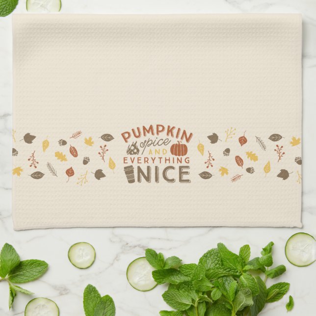 Pumpkin Spice Typographic Fall Kitchen Towel (Folded)