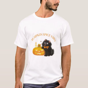 Pumpkin Spice Vibes, Halloween, black cat, pumpkin T-Shirt