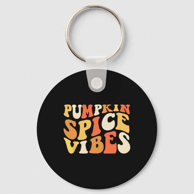 Pumpkin Spice Vibes Retro Autumn Vibes  Keychain (Front)