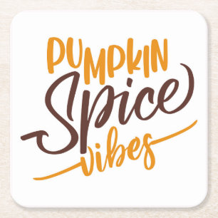 Pumpkin Spice Vibes Square Paper Coaster