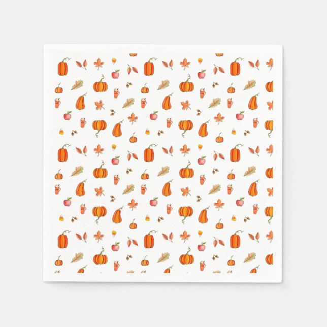 Pumpkin Spice Watercolor Napkin (Front)