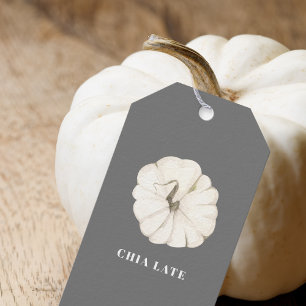 Pumpkin Spice Watercolor White & Grey Chia Latte Gift Tags