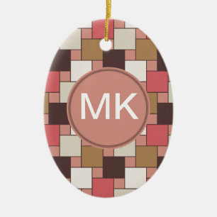 Pumpkin Spice Weave Pattern Ceramic Ornament