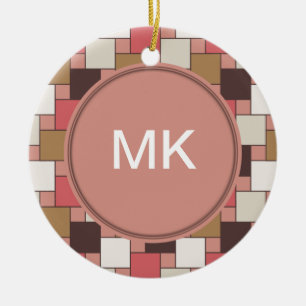 Pumpkin Spice Weave Pattern Ceramic Ornament