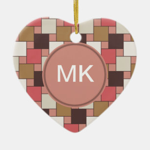 Pumpkin Spice Weave Pattern Ceramic Ornament