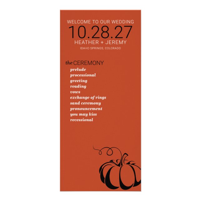 Pumpkin Spice Wedding Program (Front)
