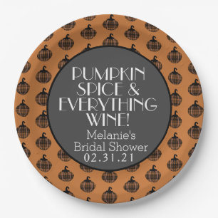 Pumpkin Spice Wine Bridal Shower Paper Plate