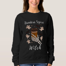 Pumpkin Spice Witch Coffee Skeleton - Womens Shirt